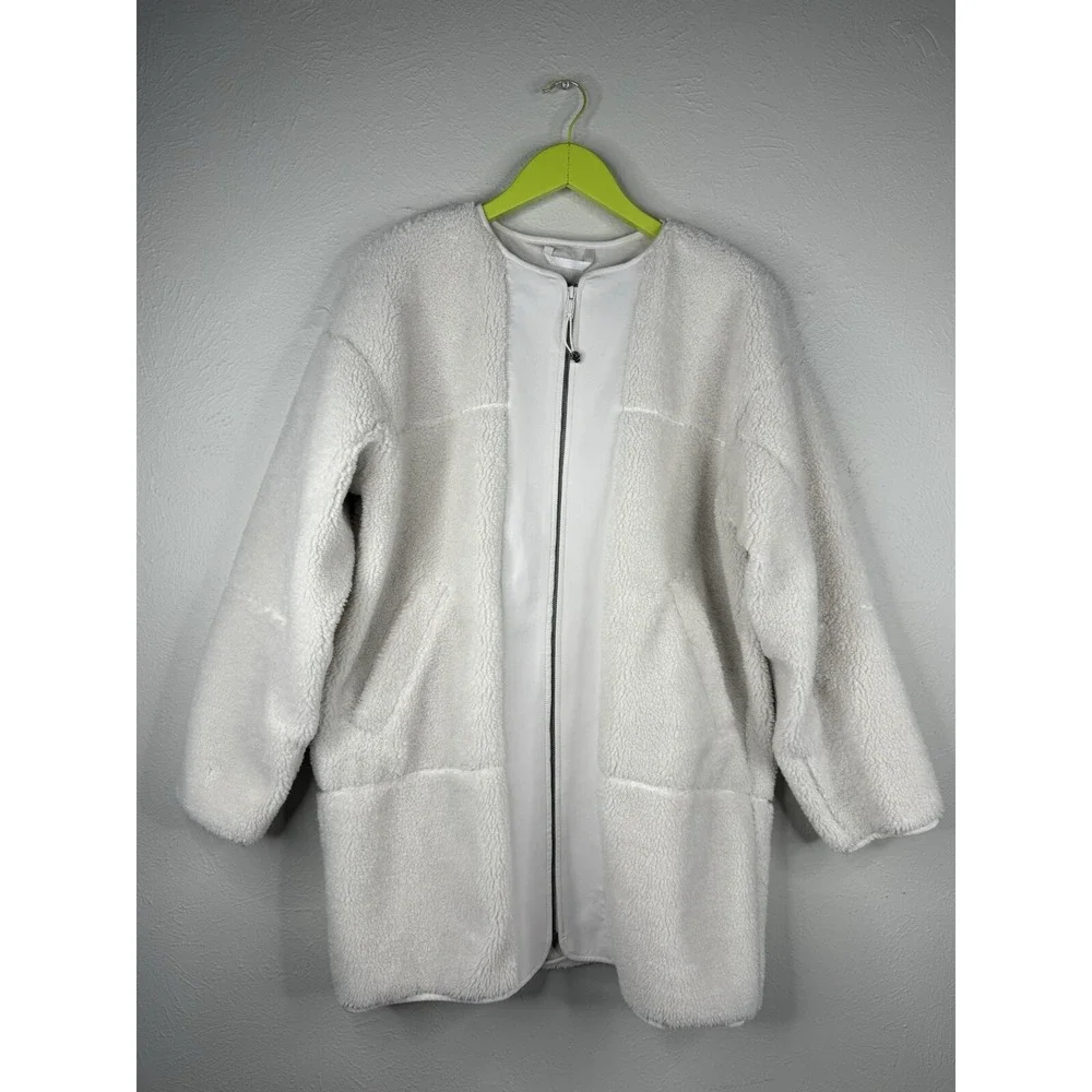 Lululemon Cream So Sherpa Textured Teddy Coat Fleece Collarless Jacket 8 Fleece